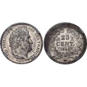 France 25 Centimes 1848 A GENI MS 65