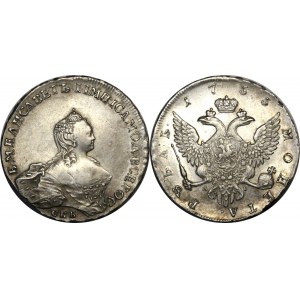 Russia 1 Rouble 1755 СПБ ЯI portrait by B. Scott