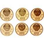 Russia - USSR Full Set of 6 Gold Coins of 100 Roubles 1977 - 1980 Moscow Olympics