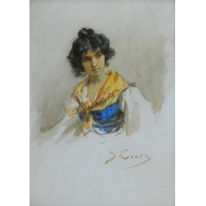 S. CORIS, 19th/20th century, Girl in a shawl on her shoulders