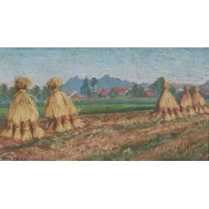 Kazimierz WITKIEWICZ (1880-1973), Landscape with sheaves from the vicinity of Tyniec, 1942