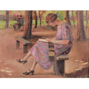 Henryk DIETRICH (1889-1948), Reading in a park in Rivne, 1925