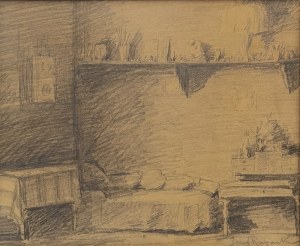 Józef RAPACKI (1871-1929), Szkic wnętrza - pokój dziewczęcy