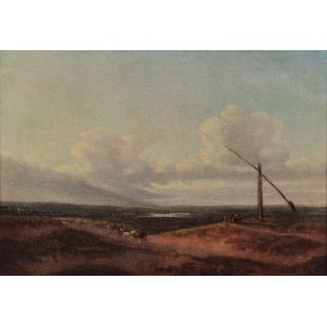 Jan Kanty HRUZIK (1809-1891), Landschaft mit einem Brunnen mit Kran, 1885
