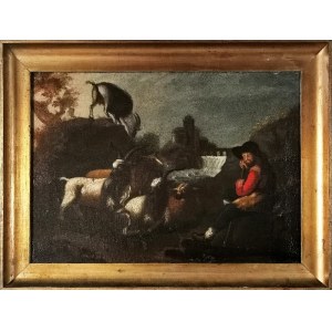 INDEPENDENT PAINTER, 19th century, Shepherd with goats