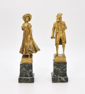 Oskar HERTEL (XIX / XX W.), Dama i gentleman - para rzeźb