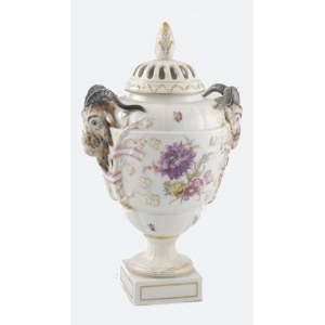 Royal Porcelain Manufactory (KPM), Vase - potpourri, with handles - ram's heads