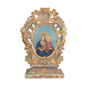 Obojstranný feretron - s obrazom Panny Márie s dieťaťom a Krista Emanuela