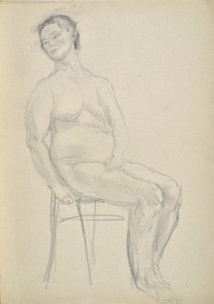 Kasper POCHWALSKI (1899-1971),, Akt siedzącej kobiety na krześle, 1953