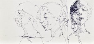 Roman BANASZEWSKI (1932-2021),  Szkice popiersia kobiet w różnych ujęciach