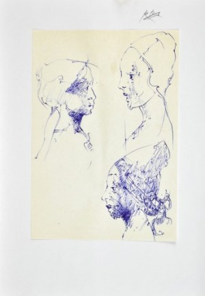 Roman BANASZEWSKI (1932-2021), Szkice popiersia kobiety w różnych ujęciach