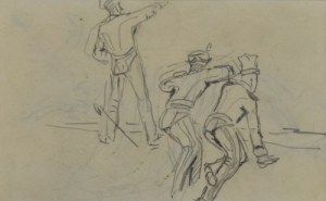 Stanisław KAMOCKI (1875-1944),, Grupa żołnierzy w okopie motyw ze sceny batalistycznej, 1894(?)