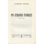 VINCENZ Stanisław - Po stronie pamięci. Wybór esejów [wydanie pierwsze Paryż 1965]