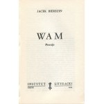 BIEREZIN Jacek - Wam. Poezje [wydanie pierwsze Paryż 1974]