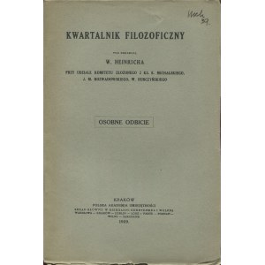 OSSOWSKA Maria - Stosunek logiki i gramatyki [nadbitka z Kwartalnika Filozoficznego] [1929] [egzemplarz Mieczysława Choynowskiego]