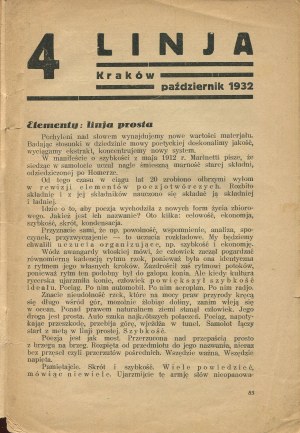 Linja. Czasopismo awangardy literackiej. Nr 4 z października 1932 roku [Brzękowski, Przyboś, Miłosz, Bujnicki, Czuchnowski]