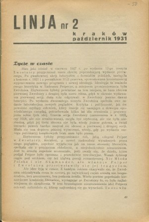 Linja. Czasopismo awangardy literackiej. Nr 2 z października 1931 roku [Brzękowski, Przyboś, Czuchnowski, Kurek]