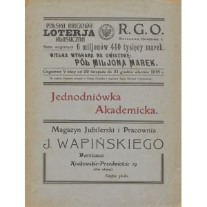 Jednodniówka Akademicka na rzecz Bratniej Pomocy Studentów Uniwersytetu Warszawskiego [1918] [il. Tadeusz Gronowski, Jerzy Szwajcer Jotes]