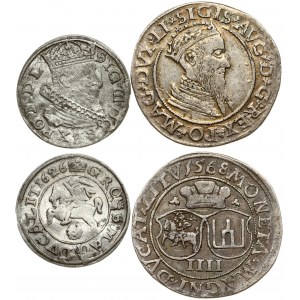 Lithuania 4 Groszy & 1 Grosz (1568 & 1626) Vilnius. Sigismund II Augustus (1545-1572) Obverse...