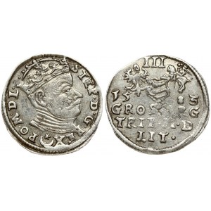 Lithuania 3 Groszy 1583 Vilnius. Stephen Bathory(1576–1586). Obverse: Crowned bust right. Reverse: Value; divided date...