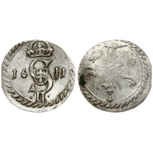 Lithuania 2 Denar 1611 Vilnius. Sigismund III Vasa (1587-1632). Obverse: Crowned S monogram divides date; value below...