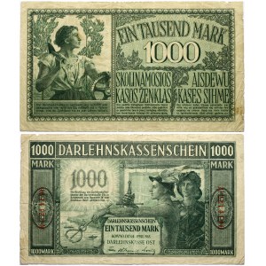 Lithuania Germany 1000 Mark 1918 Kaunas Banknote. Loan Fund East. Obverse Lettering...