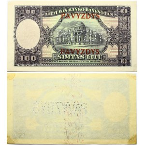 Lithuania 100 Litų 1928 SPECIMEN Banknote. Lietuvos Bankas Kaunas 31.03.1928 PAVYZDYS (100 LITU; ONE SIDE; SPECIMEN...