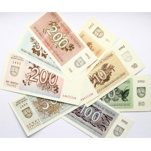 Lithuania 1-500 Talonai 1992-1993 Banknote. Obverse: Denomination. Reverse: Wild Animals. P# 39-46...