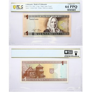 Lithuania 1 Litas 1994 Banknote. Bank of Lithuania Pick#53a 1994 1 Litas - Wmk: Arms 'Vytis. Serial #  AAH3674692'...