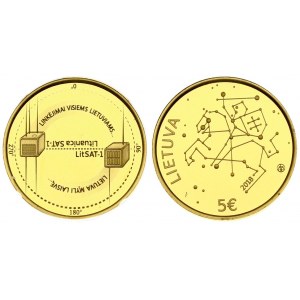 Lithuania 5 Euro 2018 Technological Sciences. Obverse: Coin features a stylised Vytis...
