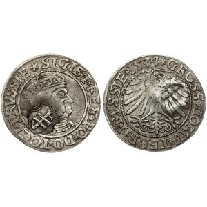 Poland 1 Grosz 1534 Torun. Sigismund I the Old(1506–1548). Obverse: Lettering: *SIGIS *I* REX *PO* DO* TOCI* PRVSSIE...