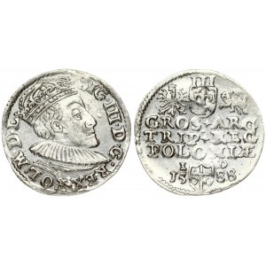 Poland 3 Groszy 1588 Olkusz. Sigismund III Vasa (1587-1632). Obverse: Crowned bust right. Reverse: Value; divided date...