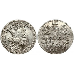 Poland 3 Groszy 1594 Malbork. Sigismund III Vasa (1587-1632). Obverse: Crowned bust right. Reverse: Value; divided date...