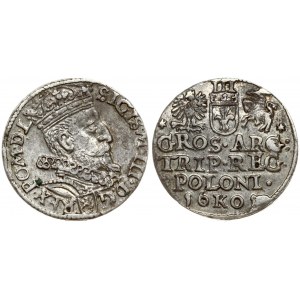 Poland 3 Groszy 1601 Krakow Sigismund III Vasa (1587-1632). Obverse: Crowned bust right. Reverse: Value; divided date...