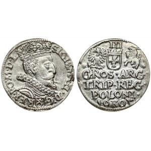 Poland 3 Groszy 1605 Krakow Sigismund III Vasa (1587-1632). Obverse: Crowned bust right. Reverse: Value; divided date...