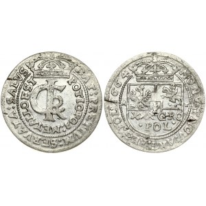 Poland 1 Gulden (Tymf) 1664 AT Krakow. John II Casimir Vasa (1649–1668). Obverse: Crowned monogram. Reverse...