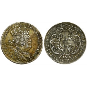 Poland 18 Groszy 1755 EC August III(1733-1763). Obverse: Large; crowned bust right. Obverse Legend...