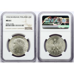 Poland 10 Zlotych 1932 (w) Obverse: National arms. Obverse Legend: RZECZPOSPOLITA POLSKA. Reverse...