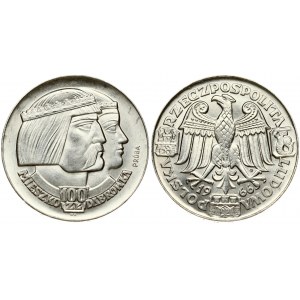 Poland 100 Zlotych 1966 Polish Millennium Trial Strike. Obverse: Eagle with wings open. Reverse: Conjoined heads right...