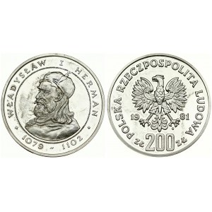 Poland 200 Zlotych 1981MW King Wladyslaw I Herman. Obverse: Imperial eagle above value. Reverse...