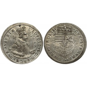 Austria Tyrol 1 Thaler 1627 Hall. Leopold V (1626-1632) Obverse: Crowned half size portrait with armour; twisted circle...