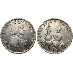 Austria SALZBURG 1 Thaler 1760 MK Sigismund (1753-1771). Obverse: Bust right. Obverse Legend: SIGISMUNDUS D G A & P .....