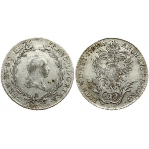 Austria 20 Kreuzer 1793B Franz II (I) (1792-1835). Obverse: Laureate head right within wreath. Obverse Legend...