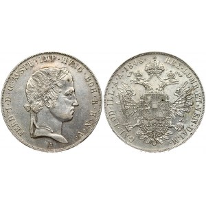 Austria 1 Thaler 1848A  Ferdinand I(1835-1848). Obverse: Laureate head right. Reverse: Crowned imperial double eagle...