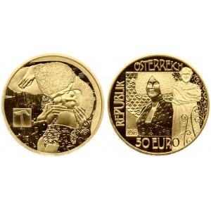 Austria 50 Euro 2016 The Kiss. Obverse: Gustav Klimt standing near the painting of Emilie Flöge...