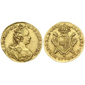 Austrian Netherlands 1/2 Souverain D'or 1750(h) R. Maria Theresa(1740-1780). Obverse: Bust with decolletage right...