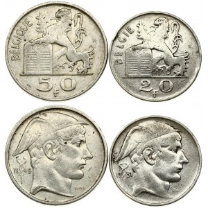 Belgium 20 & 50 Francs 1949 & 1951 Leopold III(1934-1951). Obverse: Rampant lion left with shield; denomination below...