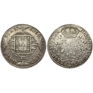 Brazil 960 Reis 1820R Joao VI(1818-1822 ). Obverse: Crowned denomination within wreath. Reverse...