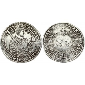 Germany SAXONY 1 Thaler 1605 HB Christian II & Johann Georg I &  August (1591 - 1611). Obverse: Half...