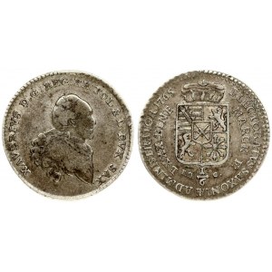 Germany SAXONY 1/6 Thaler 1765 EDC Xaver(1763-1768). Obverse: Bust right. Reverse: Crowned arms; value below. Silver...